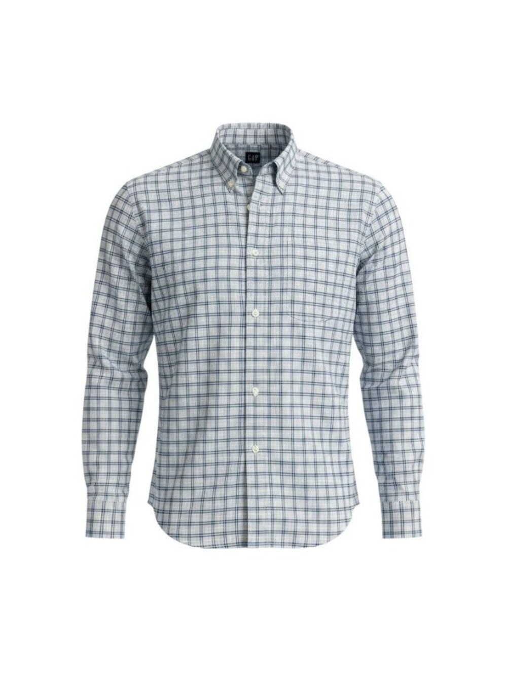 Gap Mens Blue Plaid Long Sleeve Button-Down Shirt The Big Oxford XL